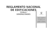 Reglamento Nacional de Edificaciones GENERALIDADES