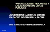 Valorizaciones, Reajustes y Liquidaciones de Obras Publicas 2012