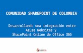 COMUNIDAD SHAREPOINT DE COLOMBIA Desarrollando una integración entre Azure Websites y SharePoint Online de Office 365.