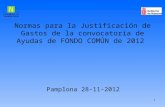 1 Normas para la Justificación de Gastos de la convocatoria de Ayudas de FONDO COMÚN de 2012 Pamplona 28-11-2012.