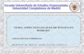 TEMA: ASPECTOS LEGALES DE PUESTA EN MARCHA CREACIÓN DE EMPRESAS PROFESOR DR. MIGUEL ANGEL SASTRE CASTILLO.