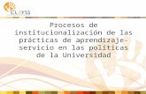 Procesos de institucionalización de las prácticas de aprendizaje- servicio en las políticas de la Universidad.