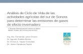 Análisis de Ciclo de Vida de las actividades agrícolas del sur de Sonora para determinar las emisiones de gases de efecto invernadero Ing. Ma. Fernanda.