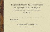 Presenta: Alejandra Peña García La privatización de los servicios de agua potable, drenaje y saneamiento en su contexto mundial.