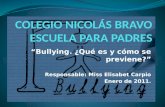 “Bullying. ¿Qué es y cómo se previene?” Responsable: Miss Elisabet Carpio Enero de 2011.