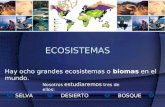 ECOSISTEMAS Hay ocho grandes ecosistemas o biomas en el mundo. Nosotros estudiaremos tres de ellos: DESIERTOSELVABOSQUE.
