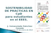 SOSTENIBILIDAD DE PRACTICAS EN CpD para estudiantes en el EEES. J. Inmaculada Sánchez Casado Salamanca, 27 de enero de 2012.
