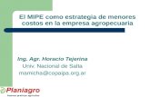 El MIPE como estrategia de menores costos en la empresa agropecuaria Ing. Agr. Horacio Tejerina Univ. Nacional de Salta mamicha@copaipa.org.ar.