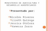 MINISTERIO DE AGRICULTURA Y DESARROLLO AGROPECUARIO Presentado por: Nicolás Riveros Lizeth Quiroga Jessica Otálora Vanessa Zorro.