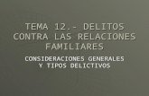 TEMA 12.- DELITOS CONTRA LAS RELACIONES FAMILIARES CONSIDERACIONES GENERALES Y TIPOS DELICTIVOS.