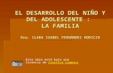 EL DESARROLLO DEL NIÑO Y DEL ADOLESCENTE : LA FAMILIA Dra. CLARA ISABEL FERNÁNDEZ RODICIO Esta obra está bajo una licencia de Creative Commons Creative.