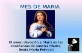 Cada mañana... MES DE MARIA MES DE MARIA El amor, devoción a María en las enseñanzas de nuestra Madre, Beata Maria Petkovic Beata Maria Petkovic.