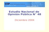 CEP, Encuesta Nacional de Opinión Pública, Diciembre 2004. 1 % Estudio Nacional de Opinión Pública N° 48 Estudio Nacional de Opinión Pública.
