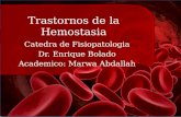 Trastornos de la Hemostasia Catedra de Fisiopatologia Dr. Enrique Bolado Academico: Marwa Abdallah.