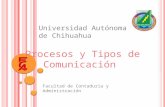 Procesos y Tipos de Comunicación Universidad Autónoma de Chihuahua Facultad de Contaduría y Administración.