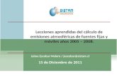 Jaime Escobar Melero / jescobar@sistam.cl 15 de Diciembre de 2011 Lecciones aprendidas del cálculo de emisiones atmosféricas de fuentes fijas y móviles.