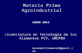 Materia Prima Agroindustrial Licenciatura en Tecnología de los Alimentos FCV, UNCPBA CURSO 2013 karenwilliamsvet@gmail.com.