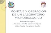 MONTAJE Y OPERACIÓN DE UN LABORATORIO MICROBIOLÓGICO Presentado por: Mónica Lizette Guevara Ayala Nidia Paola Escudero Durán.