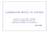 JULIO 2006 JULIO 2006 ELABORACION MATRIZ DE RIESGOS UNIDAD DE AUDITORÍA INTERNA SERVICIO ADMINISTRATIVO DEL GOBIERNO REGIONAL DE VALPARAÍSO.