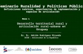 Mesa 1 Desarrollo territorial rural y articulación rural-urbana en Uruguay Dr. Ec. Adrián Rodríguez Miranda IECON - Universidad de la República Seminario.
