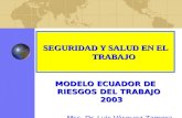 SEGURIDAD Y SALUD EN EL TRABAJO MODELO ECUADOR DE RIESGOS DEL TRABAJO 2003 Msc. Dr. Luis Vásquez Zamora.