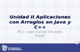 1 Unidad II Aplicaciones con Arreglos en Java y C++ M.C. Juan Carlos Olivares Rojas.