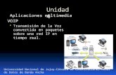 Unidad 4 Universidad Nacional de Jujuy–Cátedra de Comunicaciones–Redes de Datos de Banda Ancha Aplicaciones multimedia VOIP  Transmisión de la Voz convertida.