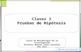 Clases 3 Pruebas de Hipótesis Curso de Metodología de la Investigación Profesor Manuel Lobos González Año 2011.
