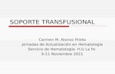 SOPORTE TRANSFUSIONAL Carmen M. Alonso Prieto Jornadas de Actualización en Hematología Servicio de Hematología. H.U La Fe 9-11 Noviembre 2011.