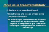 ¿Qué es la transversalidad? El diccionario Larousse la define así: “Qué atraviesa una cosa de un lado a otro perpendicularmente”. En estricto rigor, transversal.