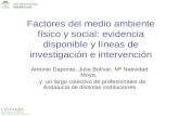 Factores del medio ambiente físico y social: evidencia disponible y líneas de investigación e intervención Antonio Daponte, Julia Bolívar, Mª Natividad.