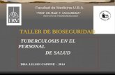 “PROF. DR. Raúl F. VACCAREZZA” INSTITUTO DE TISIONEUMONOLOGIA Facultad de Medicina-U.B.A. TALLER DE BIOSEGURIDAD TUBERCULOSIS EN EL PERSONAL DE SALUD DRA.