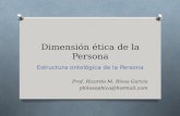 Prof. Ricardo M. Rivas García philosophica@hotmail.com Dimensión ética de la Persona Estructura ontológica de la Persona.