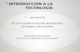 * INTEGRANTES: VICTOR EDUARDO ACHURY BOHORQUEZ ESTEFANIA LARA ALDANA UNIVERSIDAD SURCOLOMBIA TECNOLOGIA EN DASORROLLO DE SOFTWARE.
