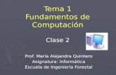 Tema 1 Fundamentos de Computación Prof. María Alejandra Quintero Asignatura: Informática Escuela de Ingeniería Forestal Clase 2.