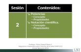 SesiónContenidos: 2 ↘Potencias  Concepto  Propiedades ↘Notación científica.  Concepto  Propiedades Profesor: Víctor Manuel Reyes F. Asignatura: Matemática.
