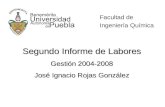 Segundo Informe de Labores Gestión 2004-2008 José Ignacio Rojas González Facultad de Ingeniería Química.