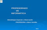 PROFESORADO DE DEINFORMÁTICA Metodología Especial y Observación PROFESORA: Liliana Homilka 2010.