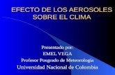 EFECTO DE LOS AEROSOLES SOBRE EL CLIMA Presentado por: EMEL VEGA Profesor Posgrado de Meteorología Universidad Nacional de Colombia.