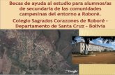 Las comunidades campesinas a las que nos referimos estás situadas en el entorno de Roboré, en un radio de acción de unos 16 Km., tienen escuelitas locales.