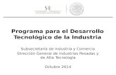 Programa para el Desarrollo Tecnológico de la Industria Subsecretaría de Industria y Comercio Dirección General de Industrias Pesadas y de Alta Tecnología.
