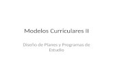 Modelos Curriculares II Diseño de Planes y Programas de Estudio.