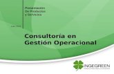 Presentación De Productos y Servicios Julio 2013 Consultoría en Gestión Operacional.