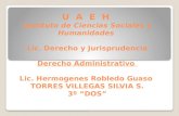 U A E H Instituto de Ciencias Sociales y Humanidades Lic. Derecho y Jurisprudencia Derecho Administrativo Lic. Hermogenes Robledo Guaso TORRES VILLEGAS.