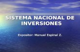 SISTEMA NACIONAL DE INVERSIONES Expositor: Manuel Espinal Z.