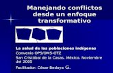Manejando conflictos desde un enfoque transformativo La salud de las poblaciones indígenas Convenio OPS/OMS-GTZ San Cristóbal de la Casas. México. Noviembre.