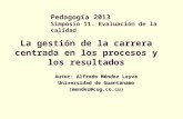 Pedagogía 2013 Simposio 11. Evaluación de la calidad Autor: Alfredo Méndez Leyva Universidad de Guantánamo (mendez@cug.co.cu) La gestión de la carrera.