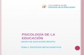 PSICOLOGÍA DE LA EDUCACIÓN GRADO DE EDUCACIÓN INFANTIL TEMA 3. PROCESOS METACOGNITIVOS.