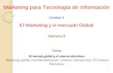 1 Marketing para Tecnología de Información Unidad II El Marketing y el mercado Global El mercado global y el comercio electrónico Marketing Global, Internacionalización.