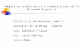 “Mejora de la eficiencia y competitividad de la Economía Argentina” Visita a la Universidad Jaume I Castellón de la Plana – España Ing. Verónica Iñiguez.